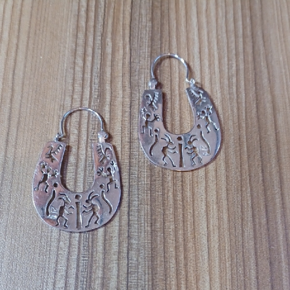 Silver Tribal Design Earrings